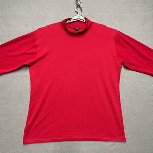 VTG LL Bean Shirt Mens XXL 2XL Tall Red Mock Turtleneck Long Sleeve Made In USA